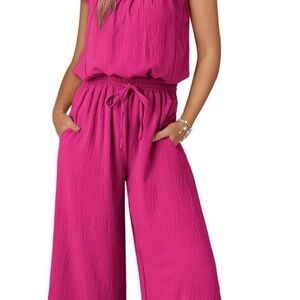 Elegant Magenta Sleeveless Jumpsuit